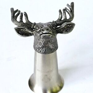 Jagermeister Pewter Buck Deer Stag Head Shot Glass Stainless Steele Bar - M568.1